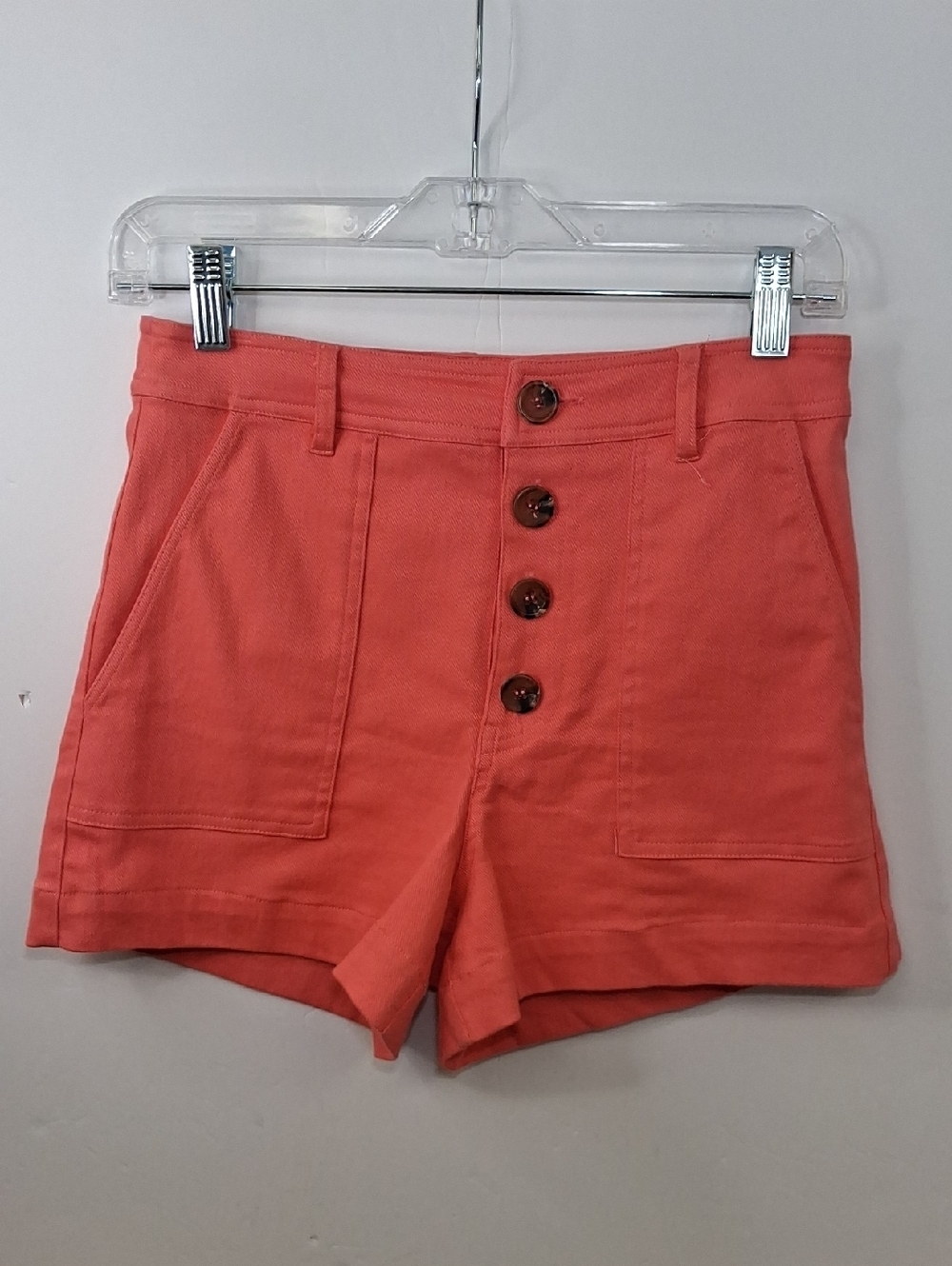 Miami Orange High Rise Button Front Shorts Size XS